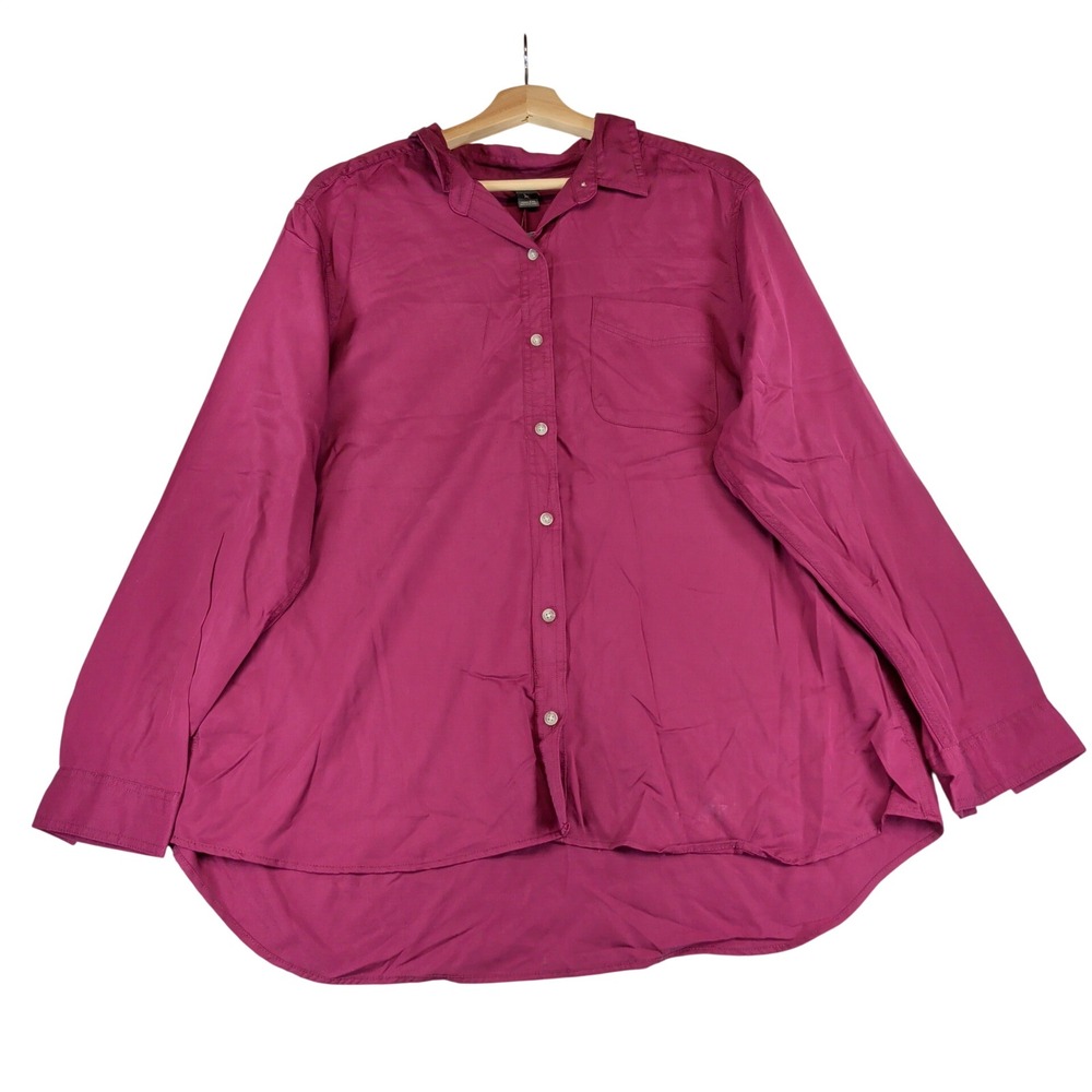 Eddie Bauer Tranquil 1 Pocket Boyfriend Shirt Ruby Red Tencel 2XL NWT 3337